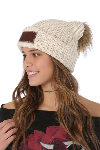 LYM Collaboration Knit Pom Beanie / Natural - Belly Up Collection