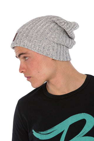 LYM Collaboration Knit Slouch Beanie / Grey Speckle