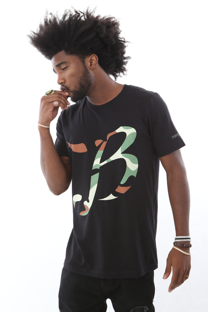 Men's Crew Neck Graphic Tee / Black / Camo / Belly Up Streetwear Collection  - Belly Up Collection